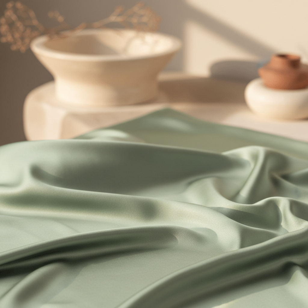 100% Mulberry Silk Pillowcase fabric texture close-up