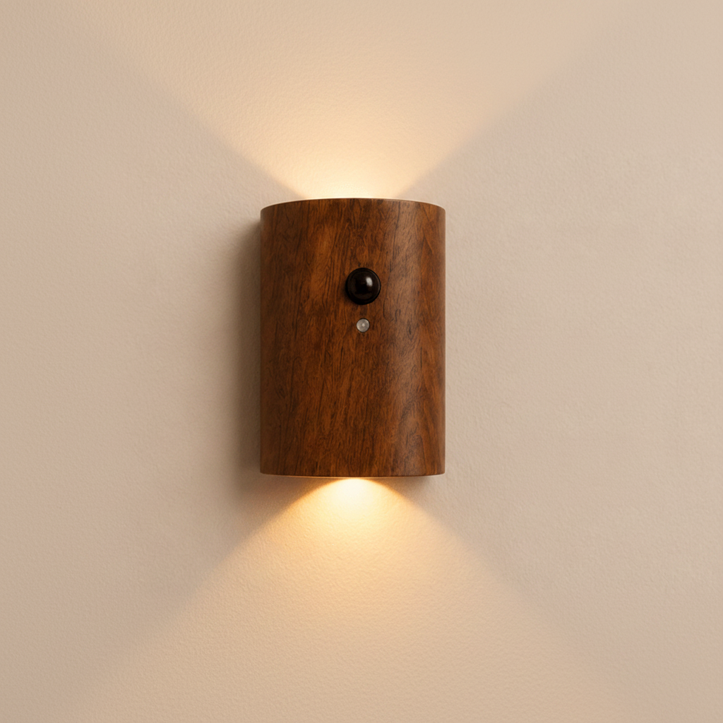 Wooden Motion Sensor Night Light feature close-up